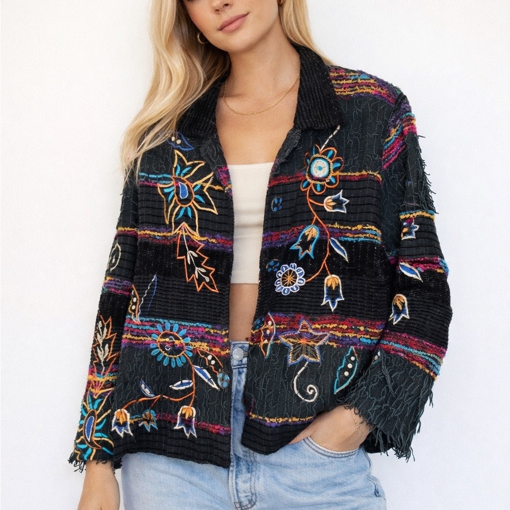 Large Jacket with Multicolor Embroidery